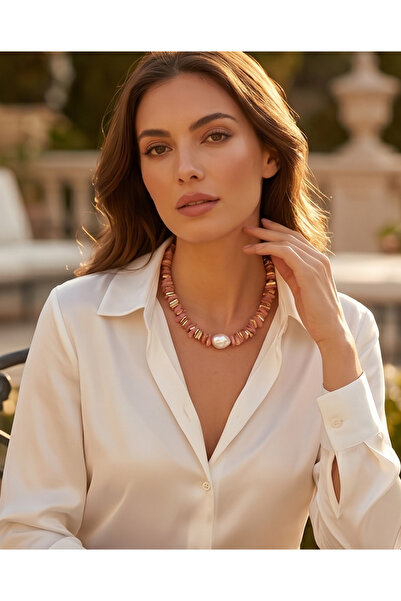 Aura Jewels Doğal Taş ve Barok İnci Detaylı Kolye