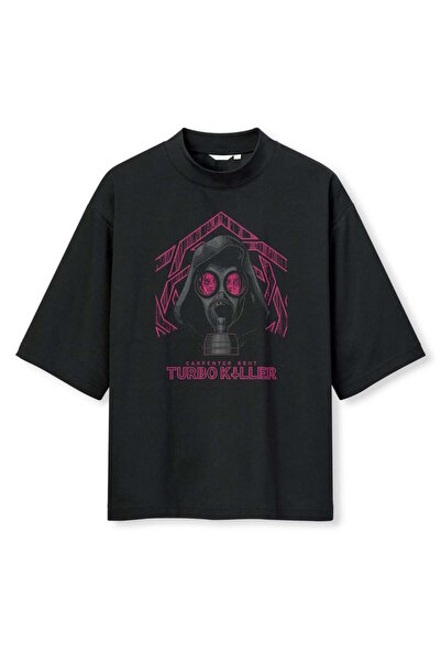 buzagi tasarım ürünleri Carpenter Brut Digital Print Oversize Black Unisex T-...