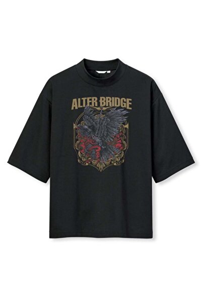 buzagi tasarım ürünleri Alter Bridge Digital Print Oversize Black Unisex T-Shirt