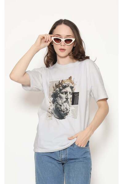 buzagi tasarım ürünleri Urban Regular Fit Unisex White T-Shirt