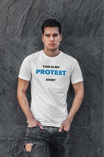 buzagi tasarım ürünleri Protest Digital Print Regular Fit White Unisex T-Shirt