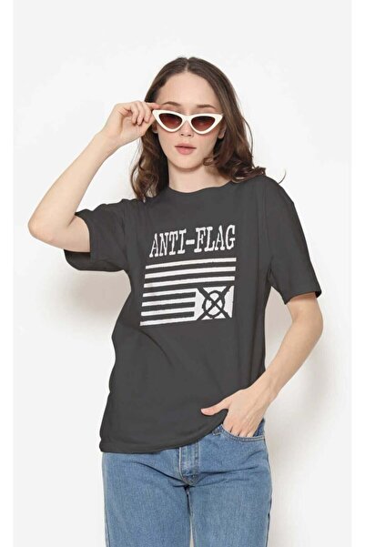 buzagi tasarım ürünleri Anti Flag Digital Print Regular Fit Black Unisex T-Shirt