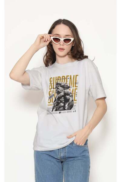 buzagi tasarım ürünleri Urban Regular Fit Unisex White T-Shirt
