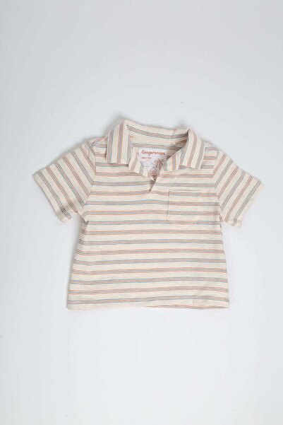 Gingersnaps Boys Striped Polo T-Shirt with Front Pocket
