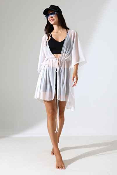 Esberin Front-Tie Tulle Beach Dress Pareo