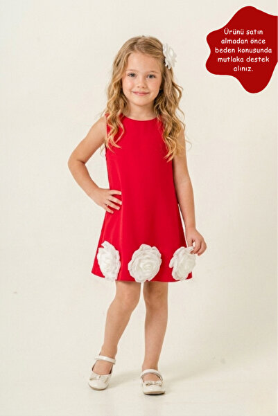 Eray Kids Rochie de seara eleganta cu maneca scurta si detaliu trandafir pent...