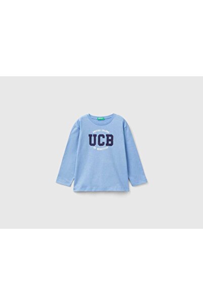 United Colors of Benetton تي شيرت قطني بأكمام طويلة ورقبة دائرية للأولاد