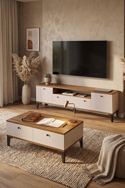 L'occi Concept Wıens Tv Ünitesi ve Orta Sehpa Takımı Modern Ayaklı 2'li Set C...