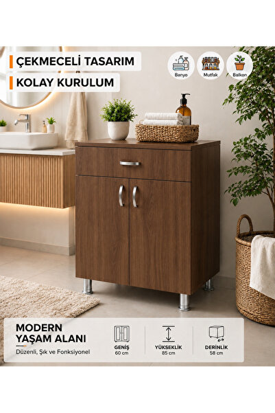 BMD MOBİLYA Çok Amaçlı Raflı Dolap (EN:60 CM, DERİNLİK 58 CM, YÜKSEKLİK,85 CM)