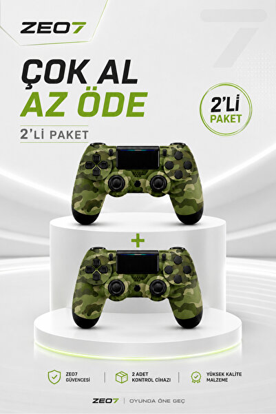 Zeo7 2 Adet PS4 Kol Kablosuz Oyun Kolu Titreşimli Joystick Tablet Telefon PC ...