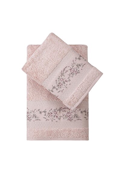 Pupilla Collection Rönesans Bambu 2'Li Banyo Havlu Seti (50*90+70*140) - Pudra