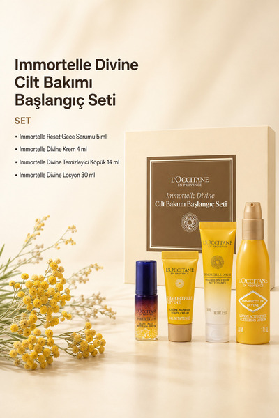 L'Occitane Immortelle Divine Cilt Bakımı Başlangıç Seti, Yaşlanma Karşıtı, 4'...