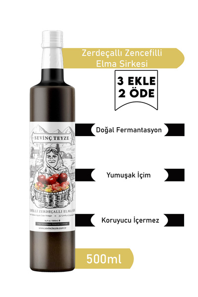 Organik Teyze Sevinç Teyze Zerdeçallı Zencefilli Elma Sirkesi Doğal Fermantas...