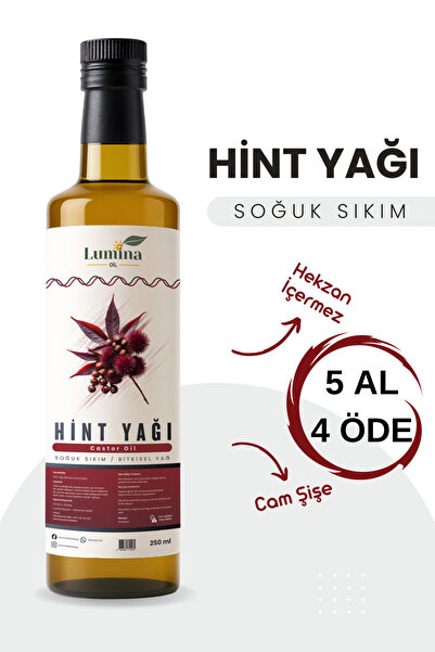 LUMİNAOİL Hint Yağı Soğuk Sıkım 250 ML (Castor Oil) (Hekzan İÇERMEZ) %100 Saf...