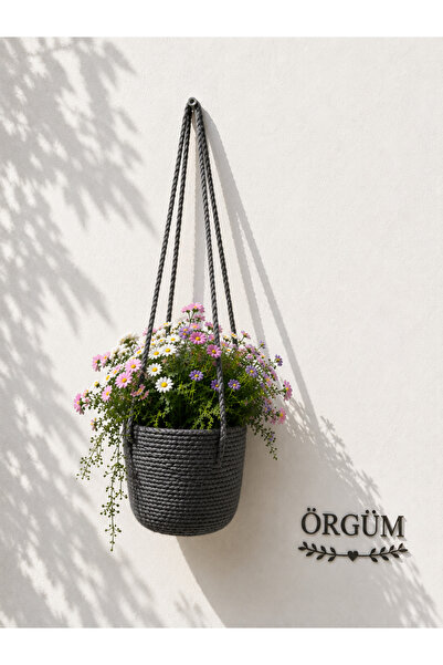 ÖRGÜM Çiçeklik Dekoratif Saksılık 15x15 Cm BİTKİ VE ASMA APARATI DAHİL DEĞİLDİR