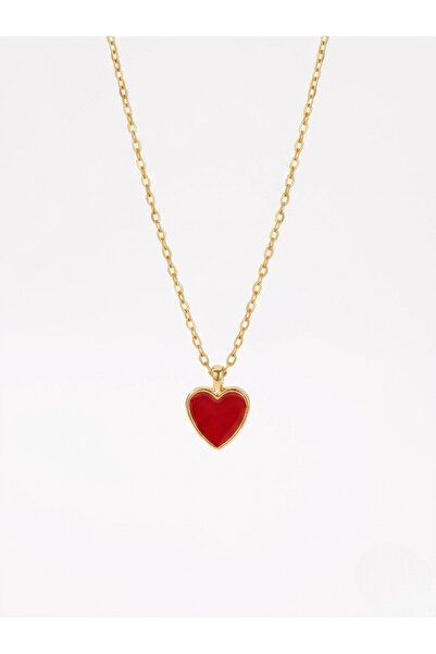 SEVMİNE 316L Stainless Steel Red Heart Necklace - Tarnish-Free Gold Chain 45 ...