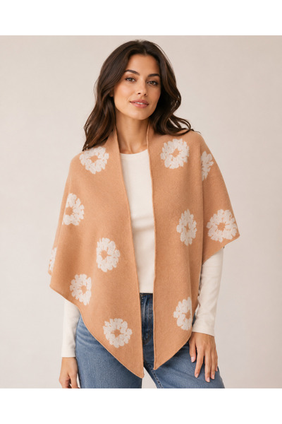 Sebir Moda Şal triunghiular din tricot cu model floral, cu două feţe