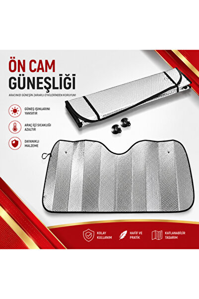 SNSTİCARET Araba Ön Cam Güneşliği Metalize Parlak Alüminyum Baloncuklu İdeal ...