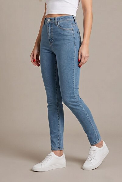 FlexiFit Dar Paça Yüksek Bel Kadın Jean Slim Fit Kot Pantolon – Denim, Şık, G...