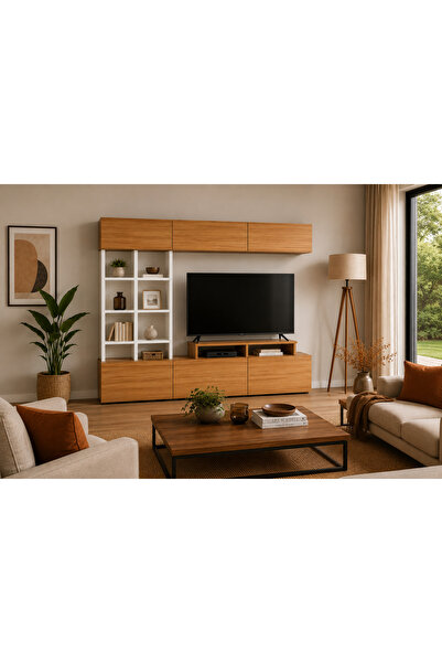 Decorotika SASA TV ÜNİTESİ BEYAZ TEAK
