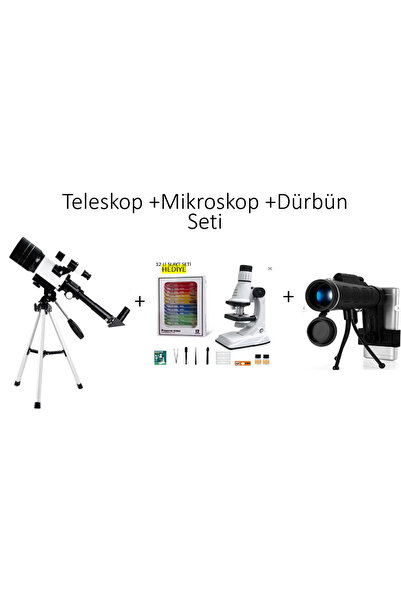 Genel Markalar 3'lü Astronomi ve Biyoloji Seti: Teleskop, Mikroskop, Dürbün