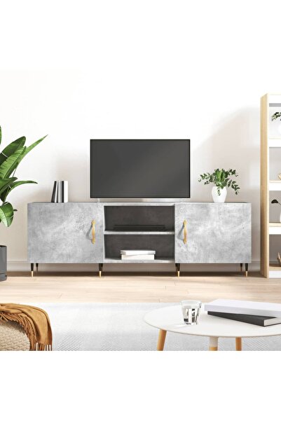 Concept Comodă TV, gri beton, 150x30x50 cm, lemn compozit