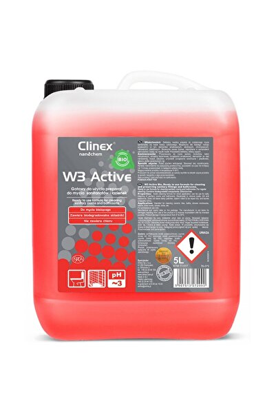 Clinex Detergent lichid pt. curatare toalete si bai, 5 litri, W3 Active Bio