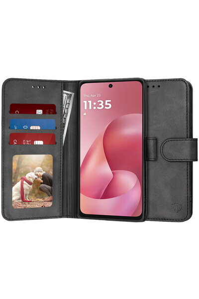 Techsuit Husă pentru Motorola Moto G57 Power / G67 Power - Tip Agendă - Negru