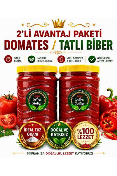 gazisofraantep 2025 Domates + Tatlı Biber Salçası (5+5 KG)