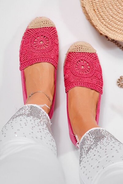 Zaira Espadrile dama fucsia din piele ecologica intoarsa Emma #24538