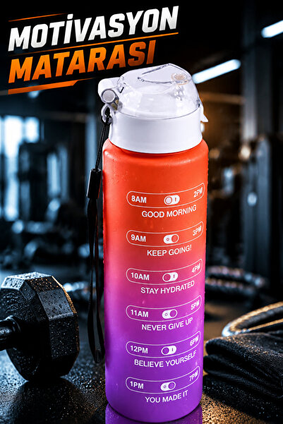 Badem10 Motivasyon Matara 800 ml BPA İçermez Sızdırmaz Pipetsiz Sporcu Suluk ...