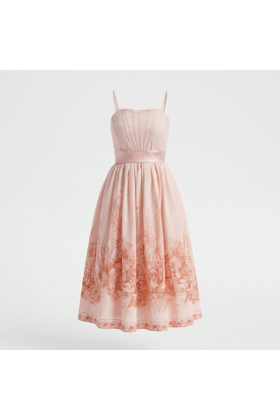 Mazelf Baby&Kids Wear Zmr Detailed Blush Garden Midi Dress