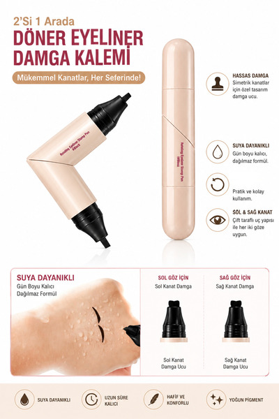 Lesvip's Çift Uçlu Damgalı Eyeliner Kalemi | Sol ve Sağ Göz Şablonlu Kusursuz...