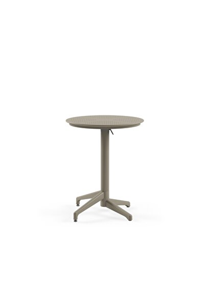 Tilia Moon Polipropilen Katlanır Masa Ø60 cm Vizon - Bahçe, Balkon, Kafe, Res...