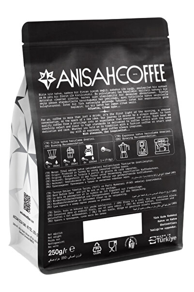 Anisah Coffee Vanilya Aromalı Öğütülmüş Filtre Kahve | 250gr | Şekersiz
