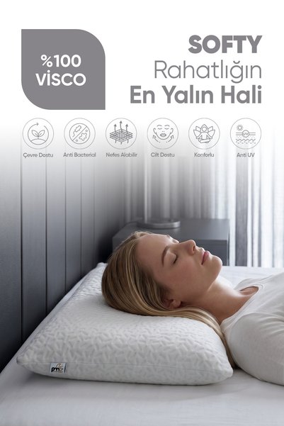Pillow Market Softy Orthopedic Visco Pillow Set of 2 - Washable Cover with Neck Support 60X40 cm