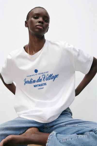 The Champ Clothing Γυναικείο λευκό μπλουζάκι Montmartre Paris Written