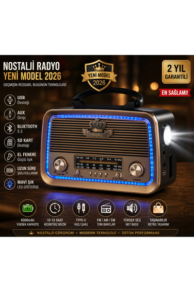 SUPER JVS 301 Eskitme Nostalji Tasarımlı Bluetoothlu Nostalji Radyo Fm-Sd Kar...