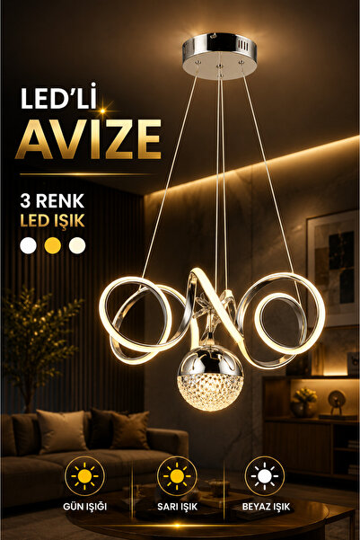 NisaLuce Viento led avize krom •• Ledli Avize Salon Avizesi Antre Hol Modern ...