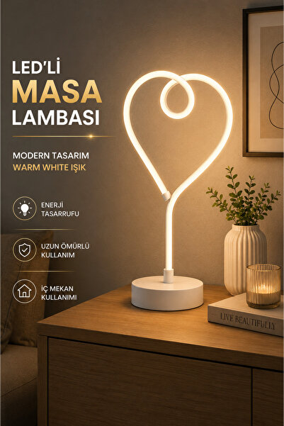 NisaLuce عاكس ضوء LED على شكل قلب - أبيض •• مصباح طاولة LED للدراسة والمكتب، ...