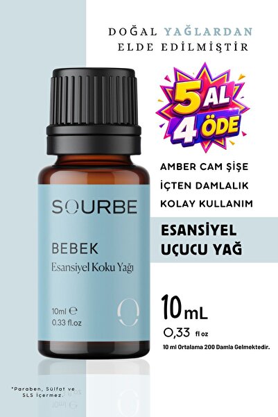 SOURBE Bebek Esansiyel Uçucu Koku Yağı Buhurdanlık Yağı Ortam Oda Kokusu Difü...