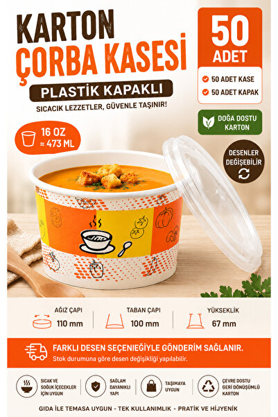 YOK YOK AMBALAJ Çorba Kasesi 50 Adet 50 Adet Kapak