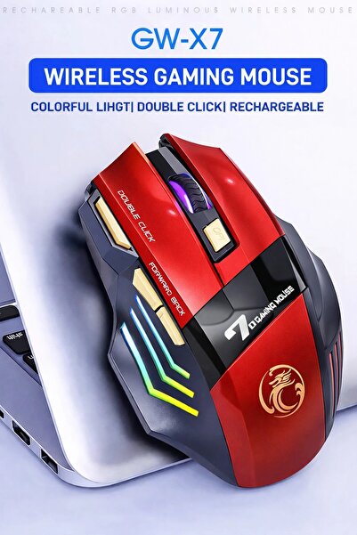 Coverzone Kablosuz Oyuncu Mouse 3200 DPI Ayarlanabilir Hassasiyet, RGB 7 Renk...
