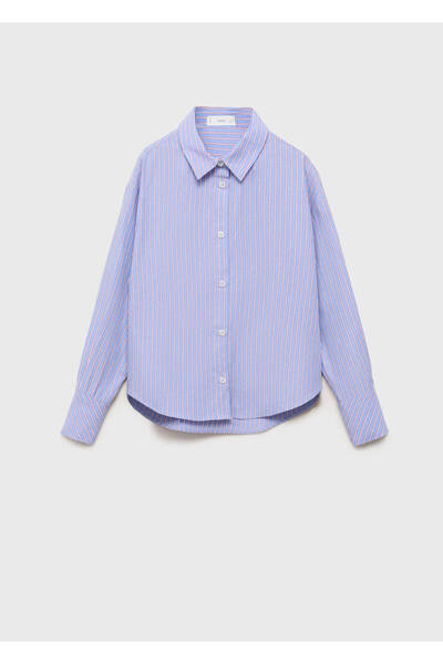 MANGO Kids Ριγέ βαμβακερό oversize πουκάμισο