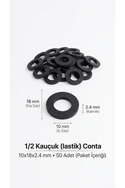 akmanlar conta 1/2 Kauçuk(lastik) Conta 10x18x2.4 mm 50 Adet