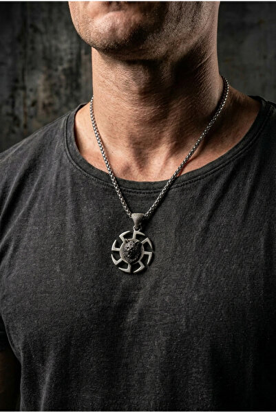 Begondio Wolf Head Pattern Handcrafted Stainless Steel Chain Men's Necklace