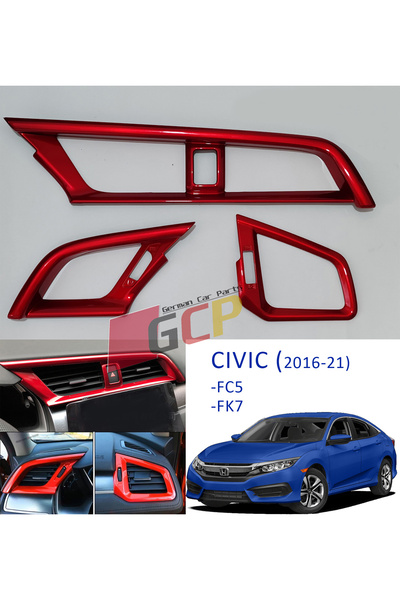 GCP German Car Parts Civic Ventilation Grille Frame (Red) - Civic Fc5 Fk7 Acc...