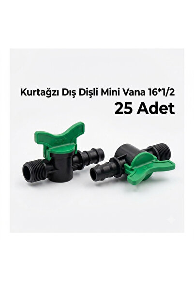 Bahyap Damlama Sulama Kurtağzı 16x1/2 Dış Dişli Mini Vana (25 Adet)