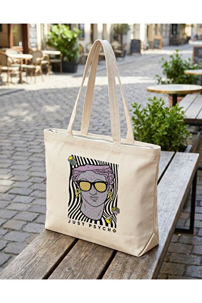 buzagi tasarım ürünleri Streetwear Zippered Lined Gusseted Canvas Bag 35 X 40 cm