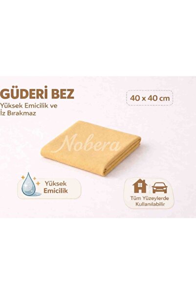 Nobera 1 Adet Güderi Bez 40x40 cm 250 GSM Yüksek Emicili Oto Araba Kurulama E...